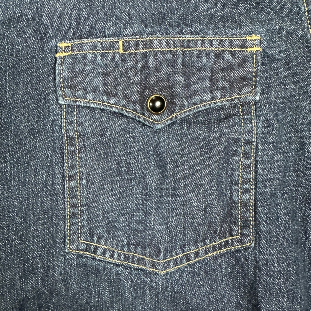 Tecovas Denim Pearl Snap Western Shirt Indigo Blue Long Sleeve Yoke Mens Size XL - Picture 5 of 7